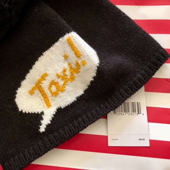 Kate Spade Black NWT "Taxi !" Beanie - Picture 2 of 2